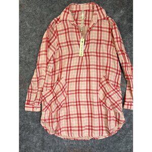 Anthropologie Uncle Frank Mini Cottagecore Shirt Dress Boyfriend XS Red Plaid